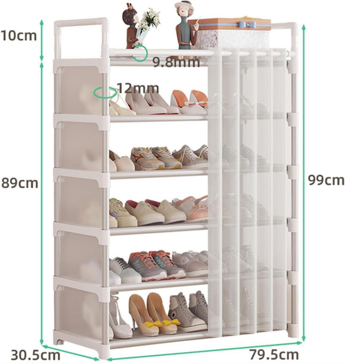 Schuhregal Platzsparend Shoe Rack Schuhschrank Hoch 6 Levels