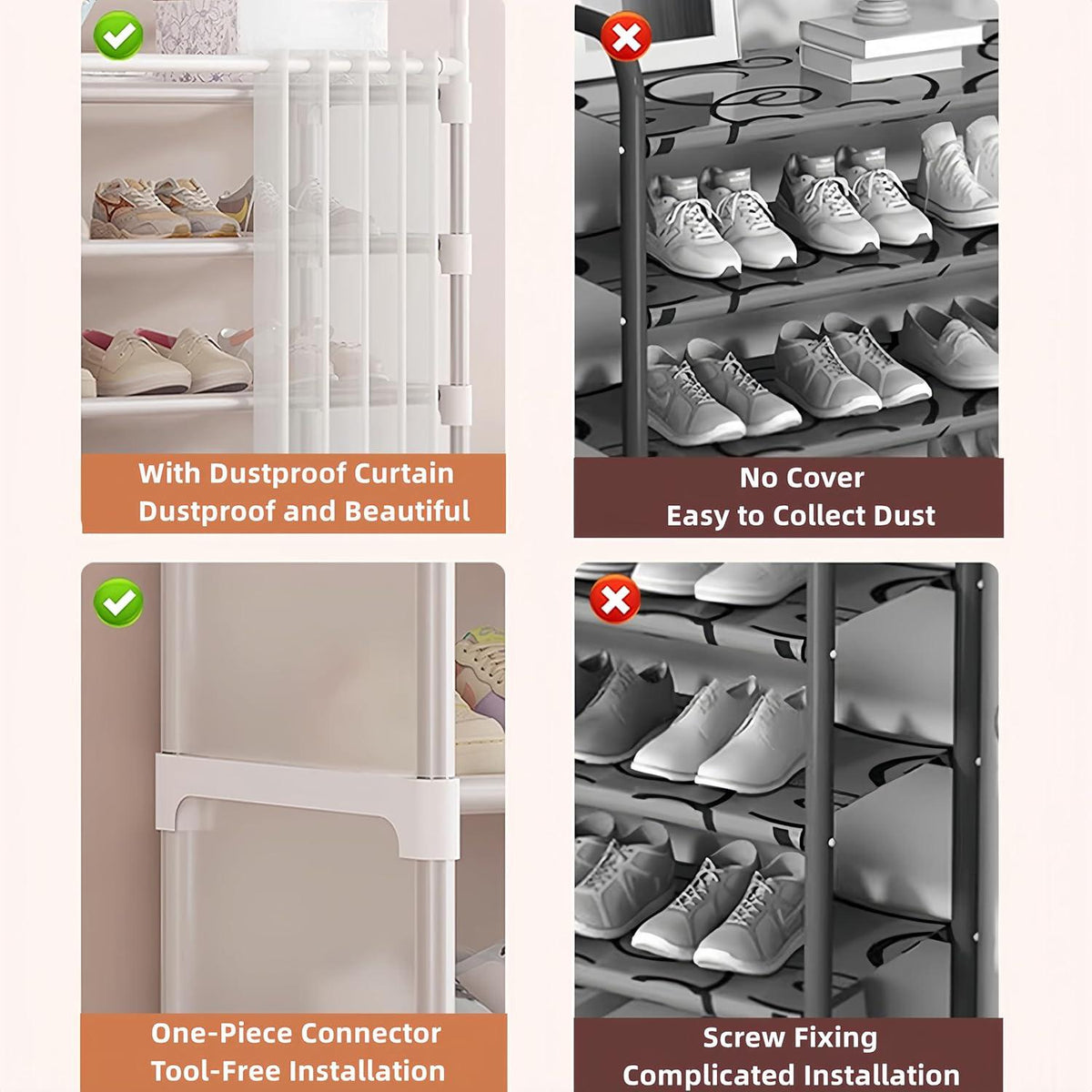 Sifxouped-Schuhregal Platzsparend Shoe Cabinet Weiß 6 Levels 79.5 x 30.5 x 99 CM