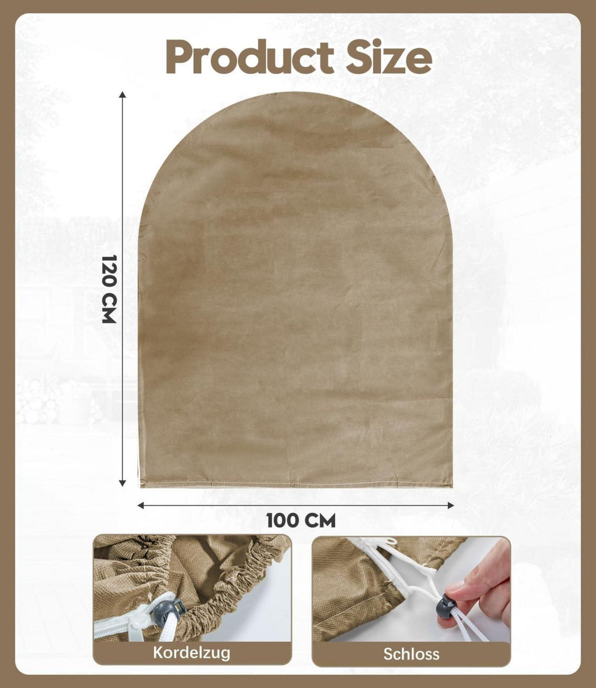 Pflanzenfrostschutzhülle 50g/m² Vlies 100x120cm Braun