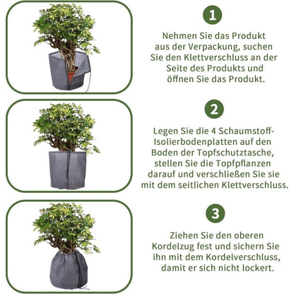 Doppelt isolierter Thermo Topfschutz für Pflanzen (2 Stück, Grau)