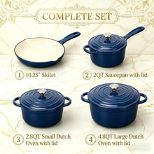 Emailliertes Gusseisen Kochgeschirr Set 4-teilig Marineblau