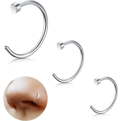 G23 Titan Fake Nasenring Set 3 Stück 20G 6-10mm Hypoallergen