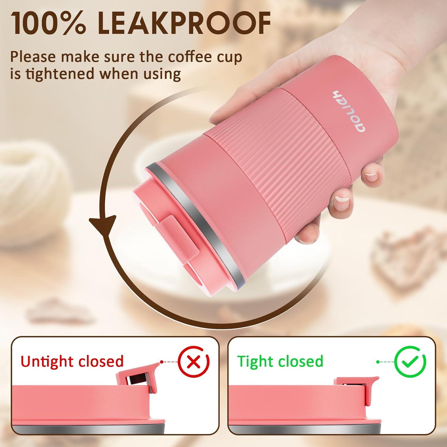 Aolieh Thermobecher 380ml Edelstahl Travel Mug Grapefruit