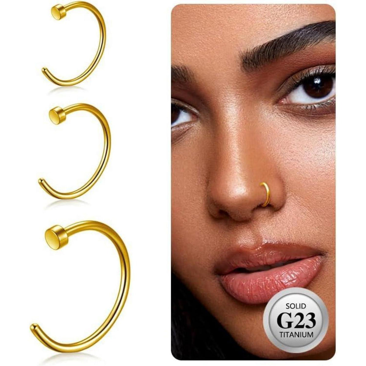Fake Nasenring Titan 3er Set 20G 6-10mm Hypoallergen
