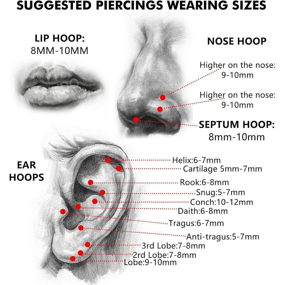 Fake Nasenring Titan 3er Set 20G 6-10mm Hypoallergen