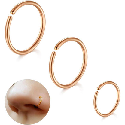 G23 Titan Nasenring Set 3 Stück 18G/20G Knorpel Helix Septum Schmuck
