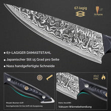 Damast Küchenmesser Set 3-tlg. mit Wetzstahl & Geschenkverpackung