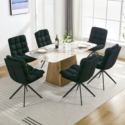 Drehbare Esszimmerstühle 2er Set mit Kissen – Schwarz