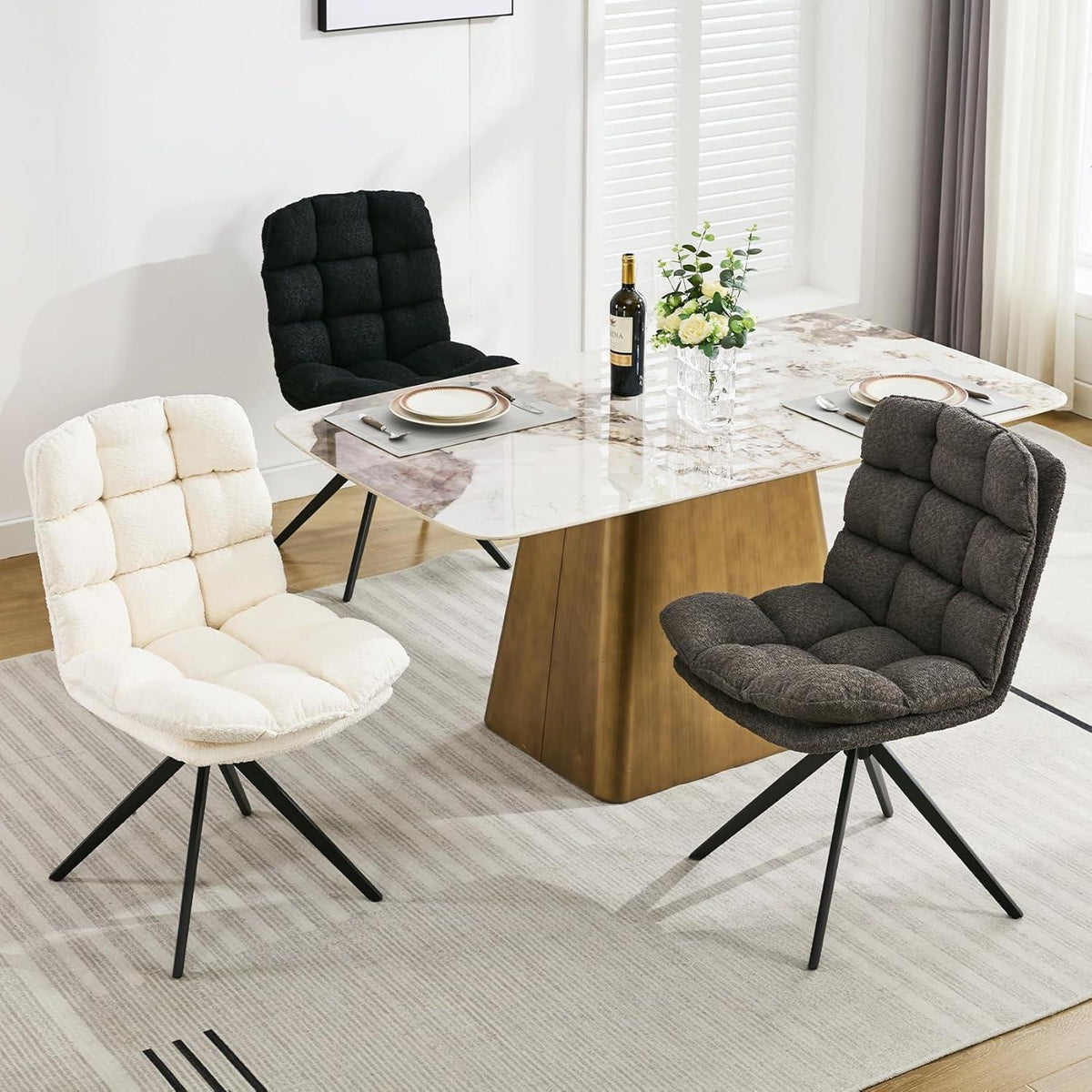 Drehbare Esszimmerstühle 2er Set, Grau & Grau, Komfortabel & Modern
