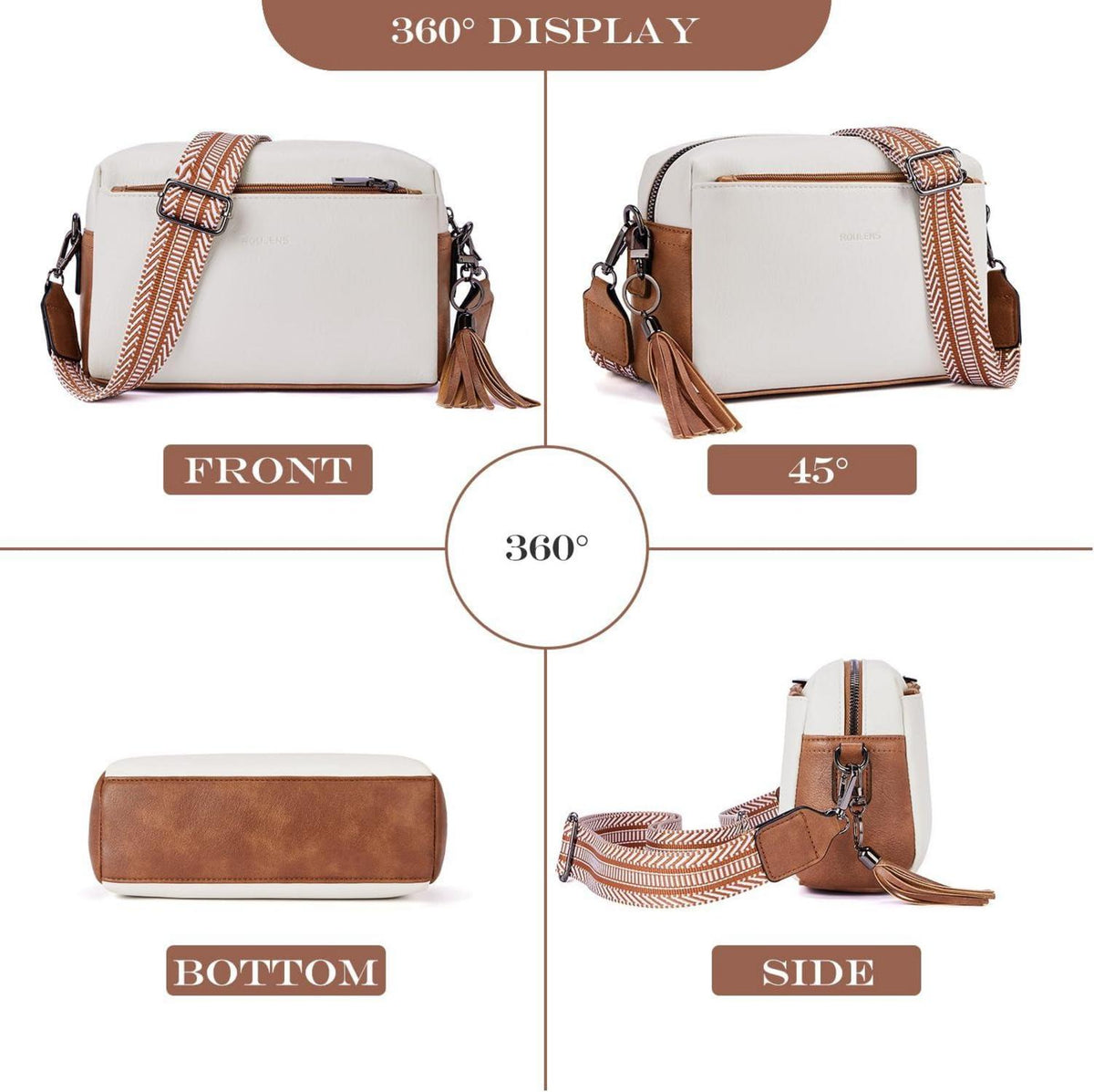 Damen Handytasche Umhängetasche Vegan Crossbody Schultertasche Braun