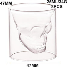8 Stück Totenkopf Gläser Set 25ml Halloween Schnapsglas