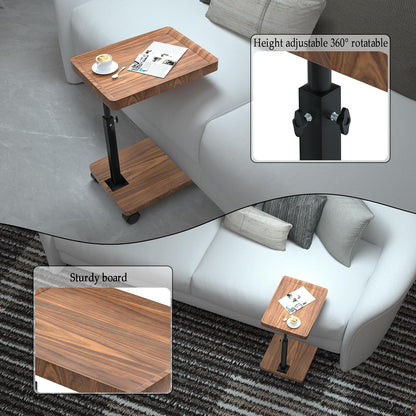Beistelltisch Holz Höhenverstellbar C Form Nussbaum Finish