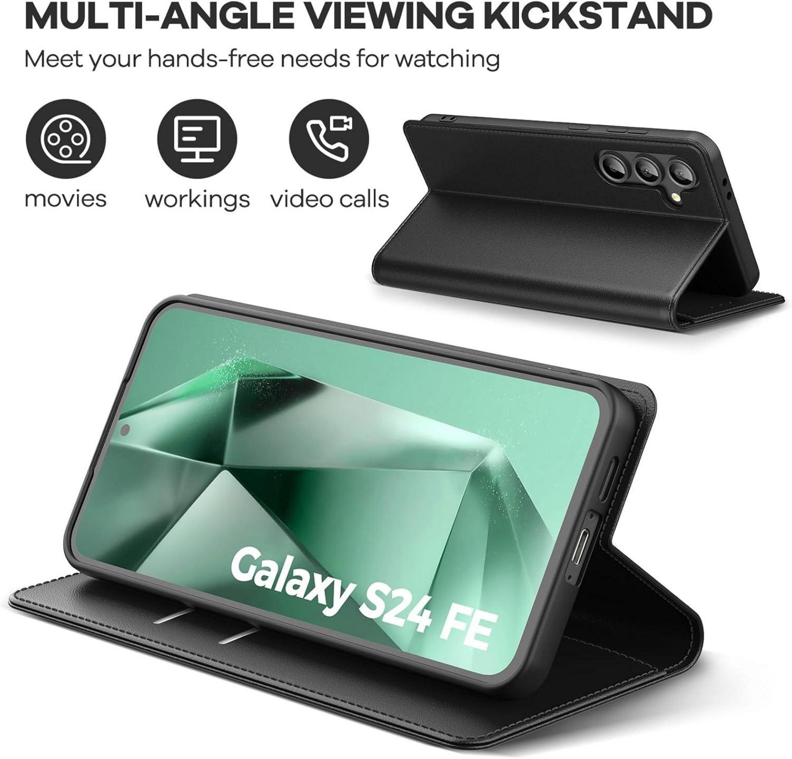 Samsung Galaxy S24 FE 5G Klapphülle mit Panzer Schutz Glas und