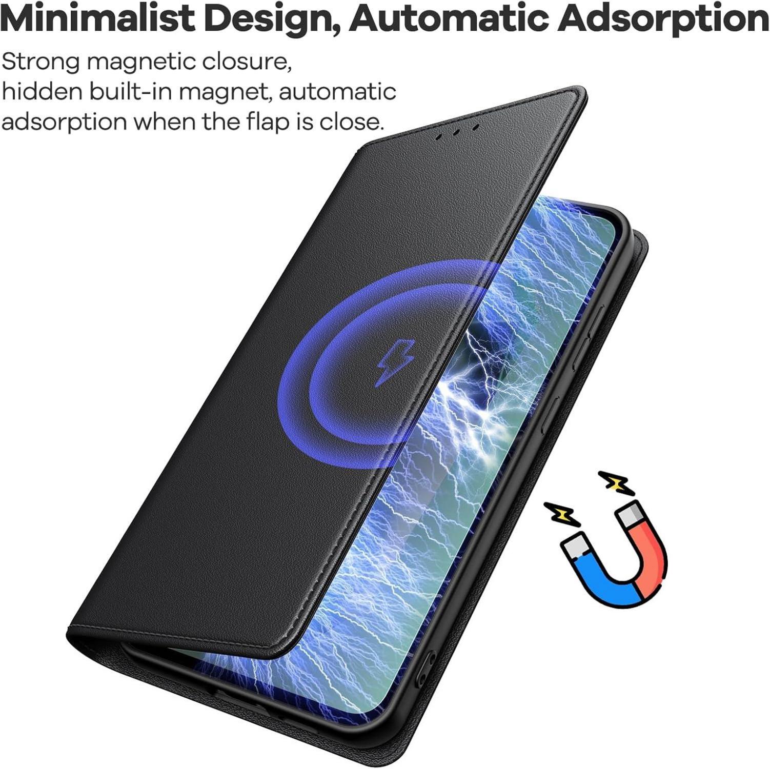 Handyhülle Samsung Galaxy S24 FE 5G Schwarz mit Panzer Schutz Glas und