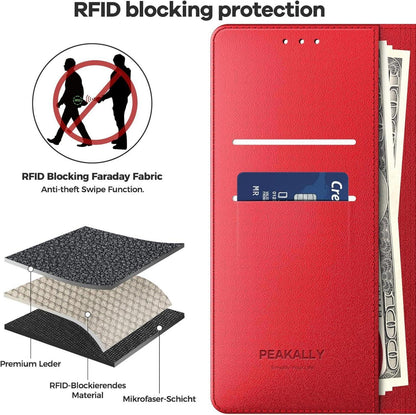 Peakally Samsung Galaxy S24 FE 5G Handyhülle mit Panzer Schutz Glas - Rot