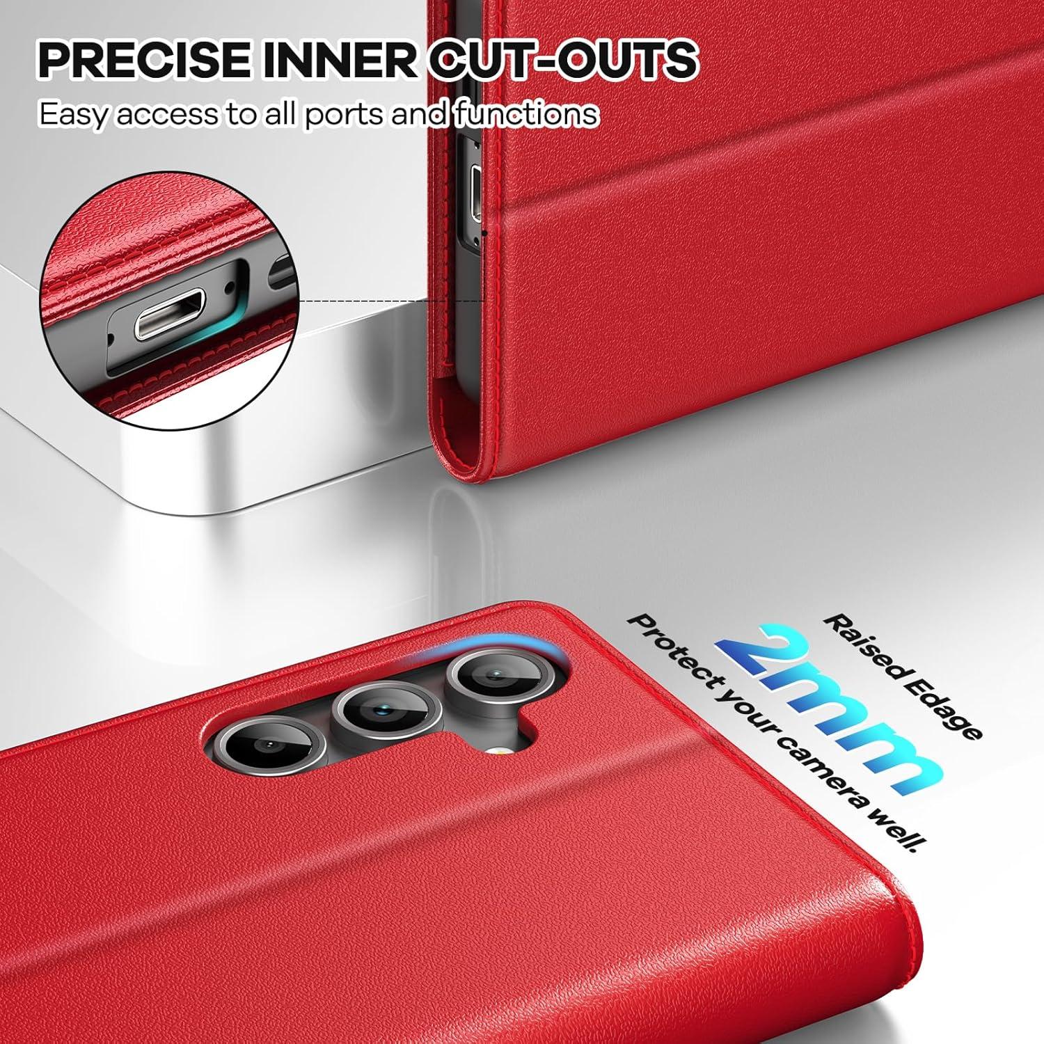 Handyhülle Samsung Galaxy S24 FE 5G PU Leder Klapphülle, Rot
