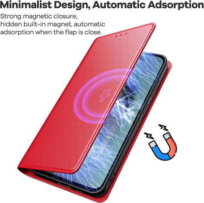 Handyhülle Samsung Galaxy S24 FE 5G Schutzglas PU Leder Rot
