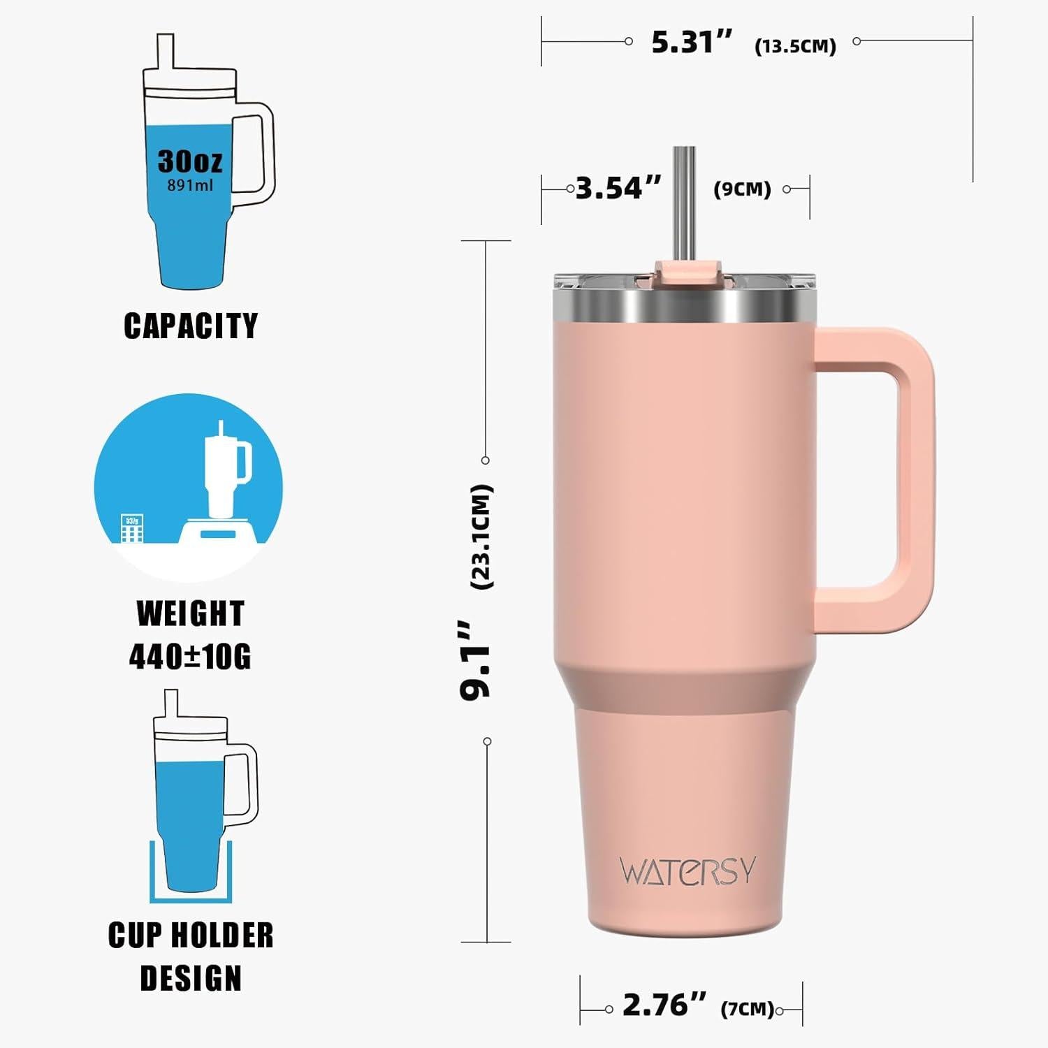 30oz Kaffeebecher to Go Thermobecher Pink Doppelwandiger Edelstahl