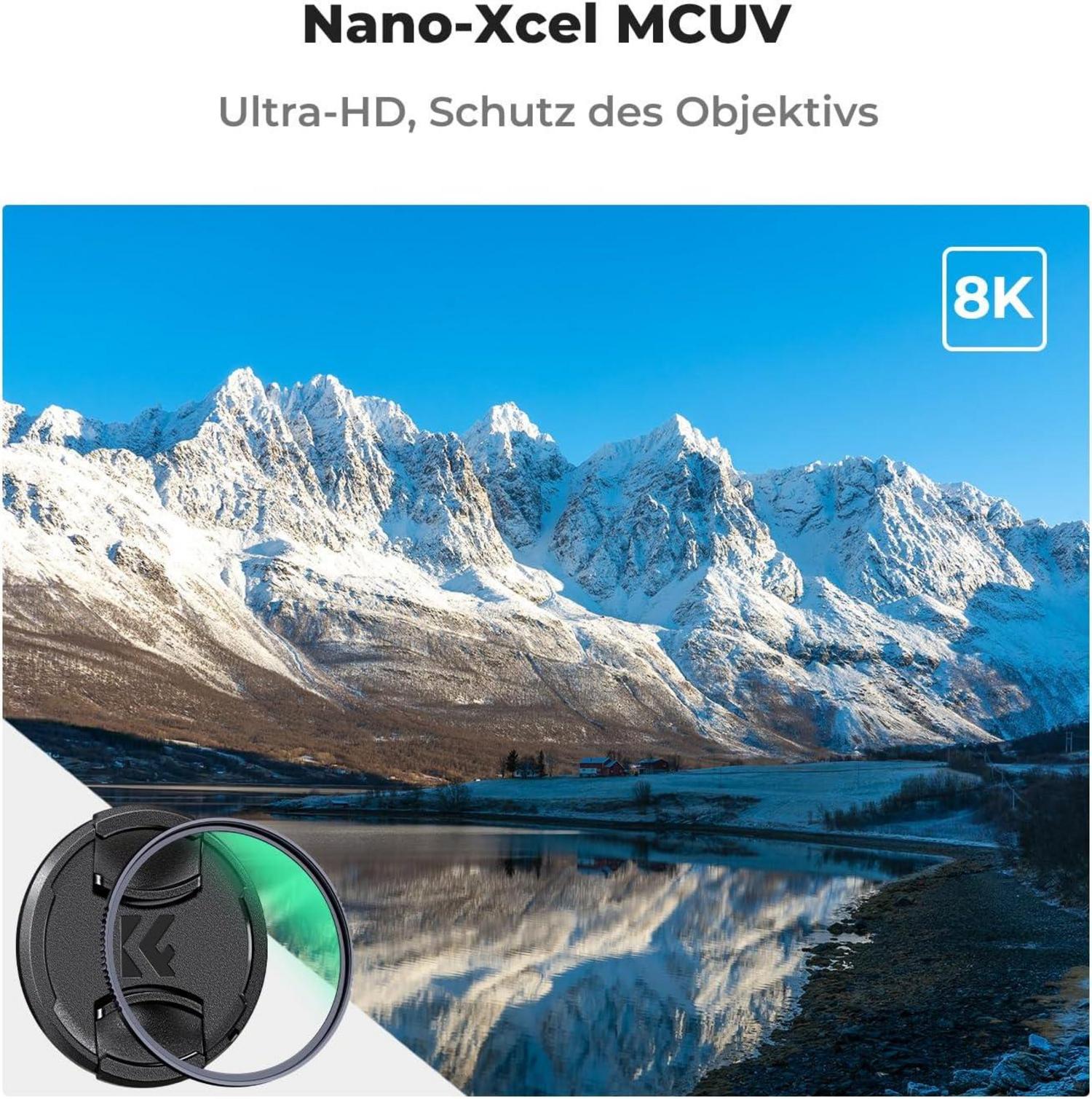 67mm UV Filter mit Objektivdeckel, Reinigungstuch & Schutz