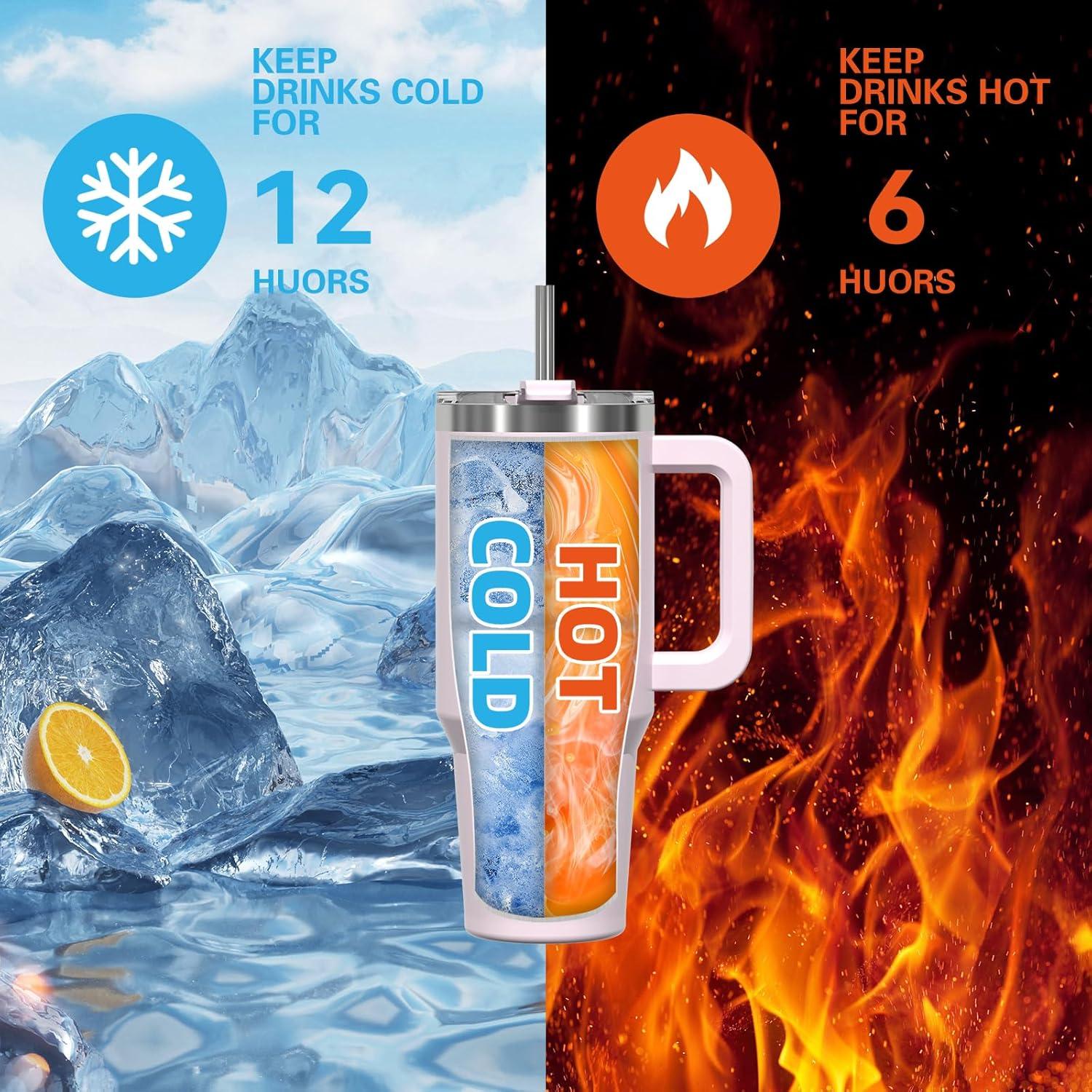 Thermobecher Kaffeebecher to Go Edelstahl Vakuum Trinkbecher mit Griff