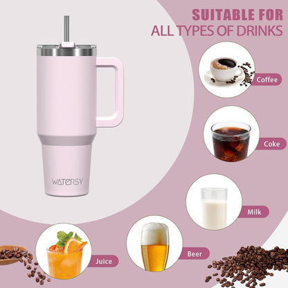 30oz Thermobecher Edelstahl Vakuum Auslaufsicher mit Griff und Strohhalm
