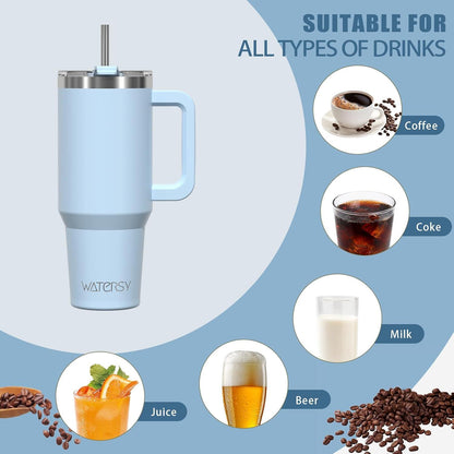 30oz Thermobecher Edelstahl Vakuum Auslaufsicher Trinkbecher mit Griff Blau