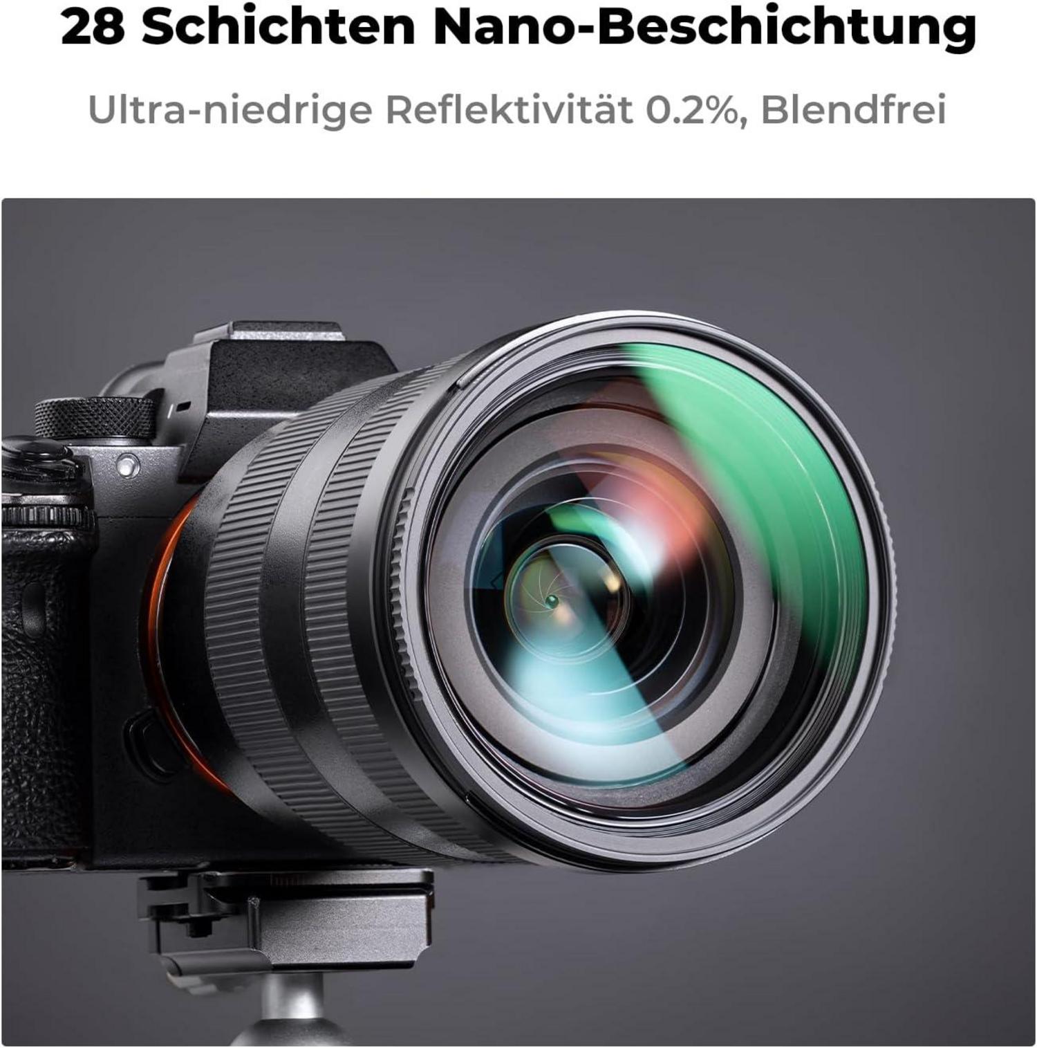 UV Filter 55mm mit Objektivdeckel, Reinigungstuch, HD