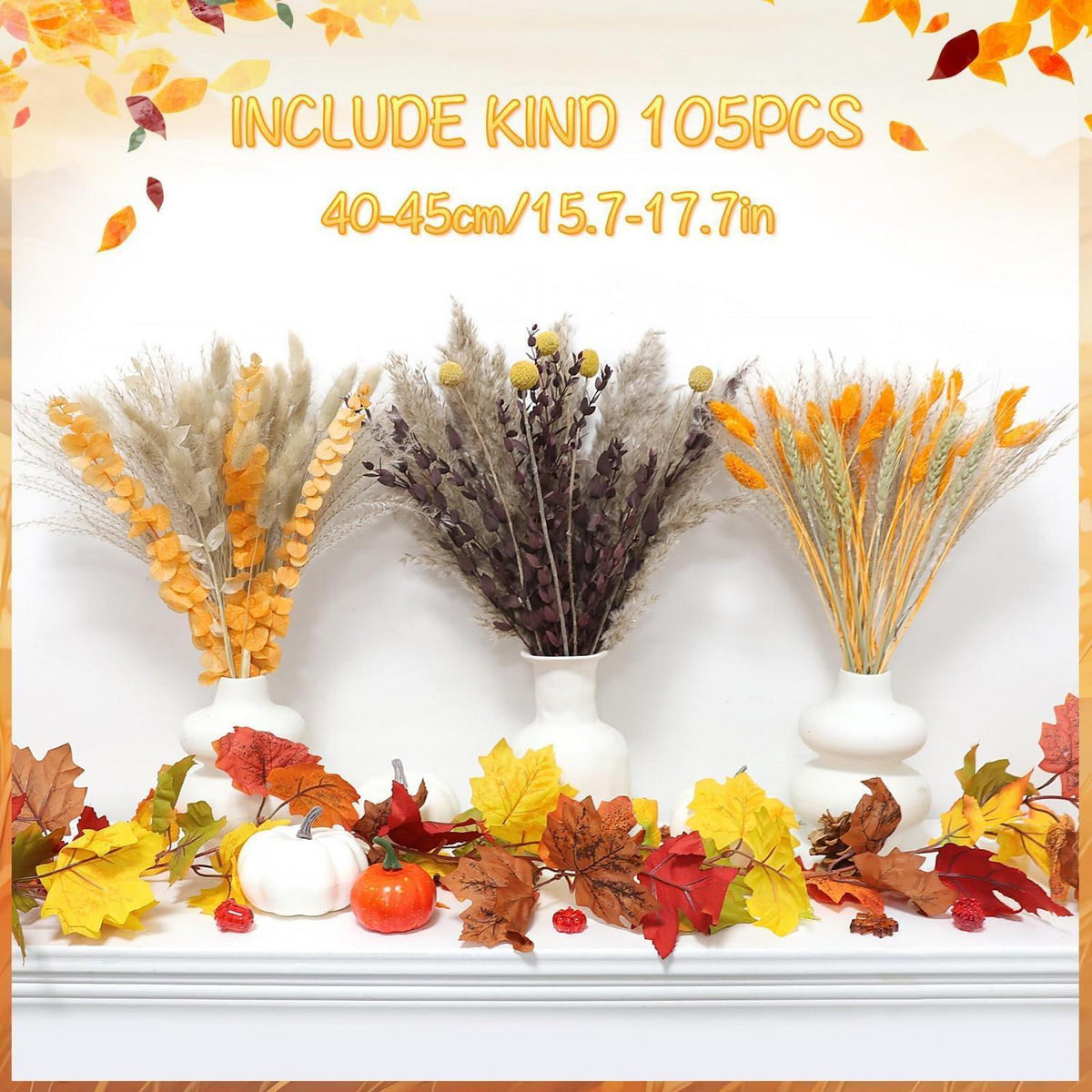 105x Getrocknetes Pampasgras - Herbst Deko & Boho Blumen