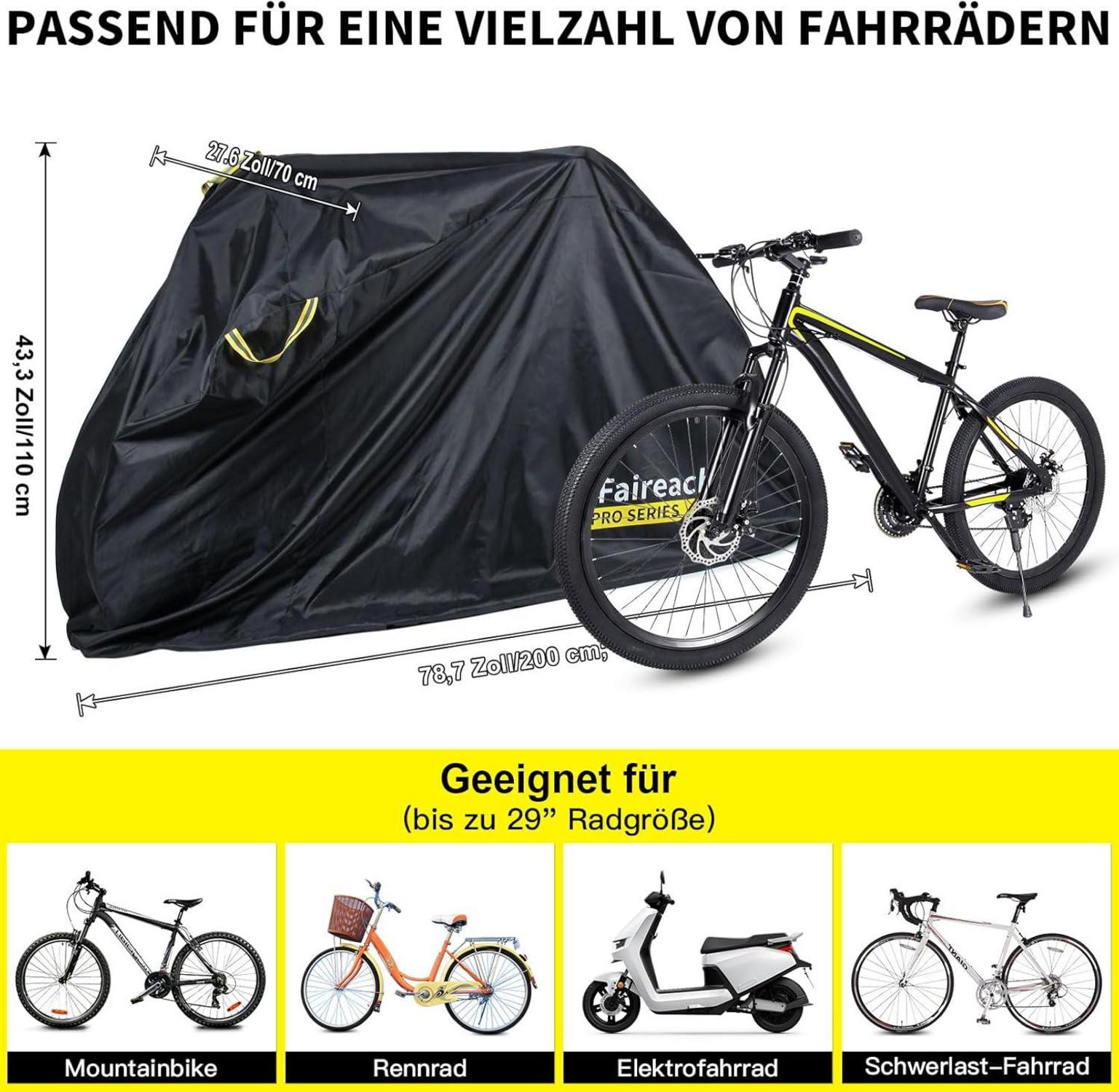Fahrradabdeckung Wasserdicht Premium 420D Stoff Reflektierende Griffe_