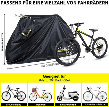 Fahrradabdeckung Wasserdicht Premium 420D Stoff Reflektierende Griffe_