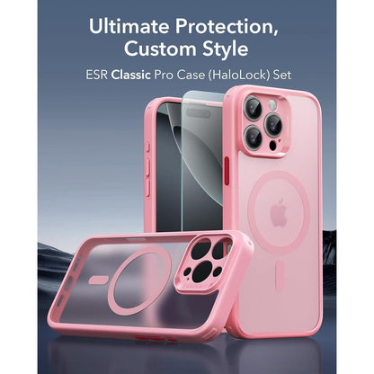 iPhone 16 Pro Hülle 4in1: Mattiertes Rosa, MagSafe, Displayschutz
