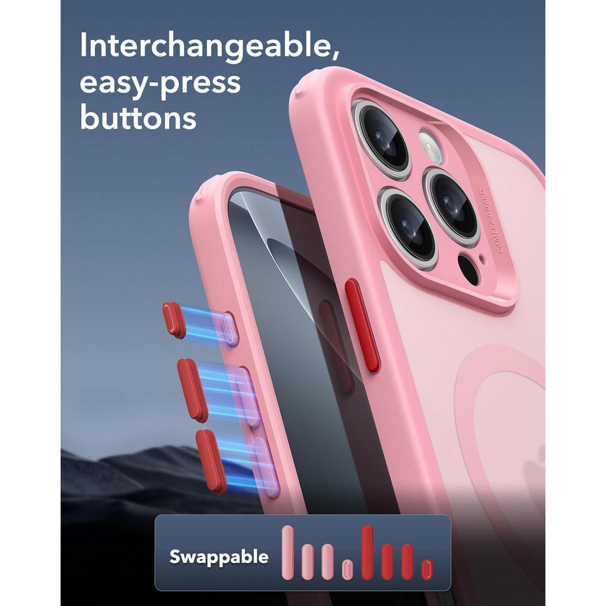 iPhone 16 Pro Hülle 4in1: Mattiertes Rosa, MagSafe, Displayschutz