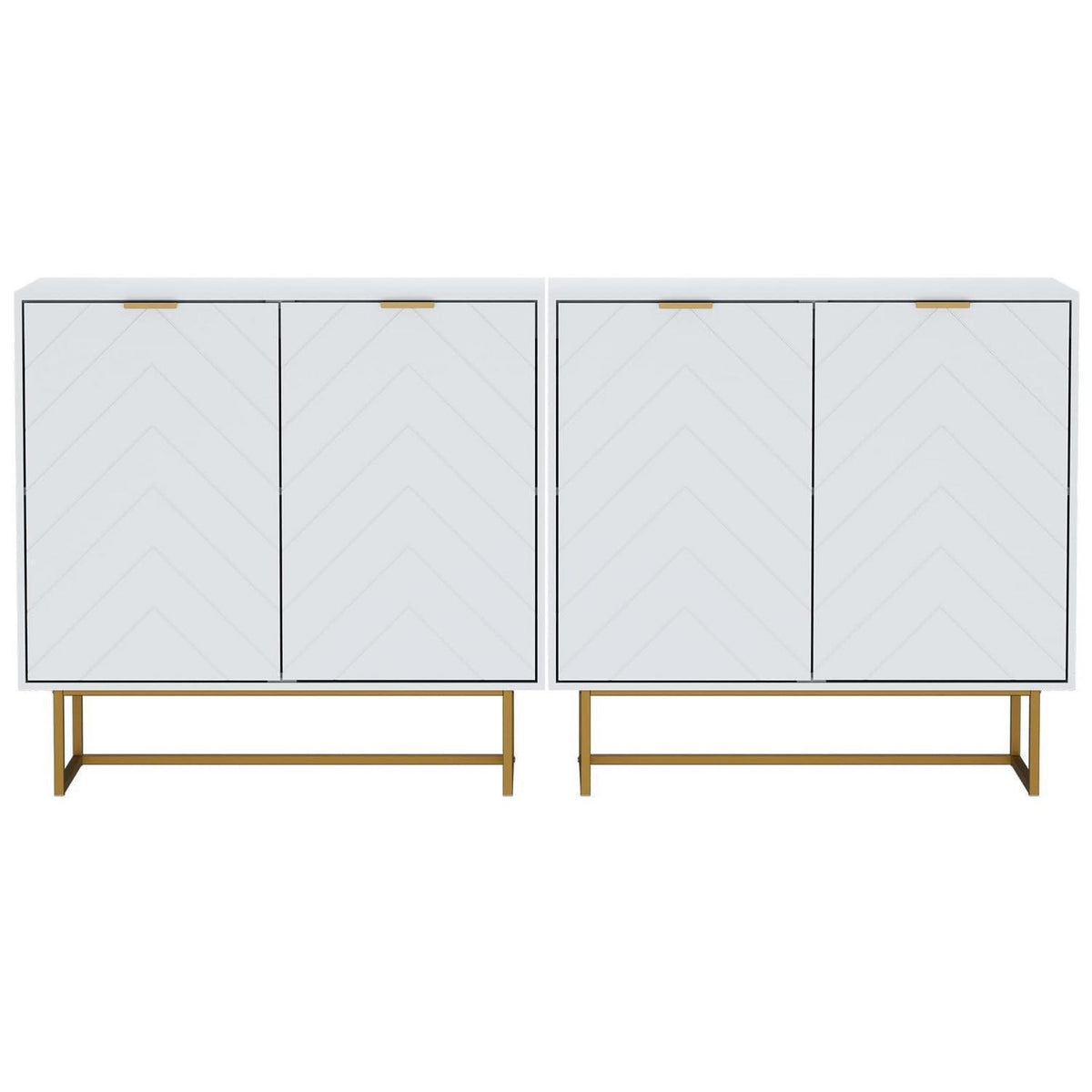 Weißes Sideboard 2er Set – 160x40x77,5cm, vielseitiger Aufbewahrungsschrank