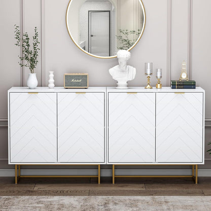 Weißes Sideboard 2er Set – 160x40x77,5cm, vielseitiger Aufbewahrungsschrank