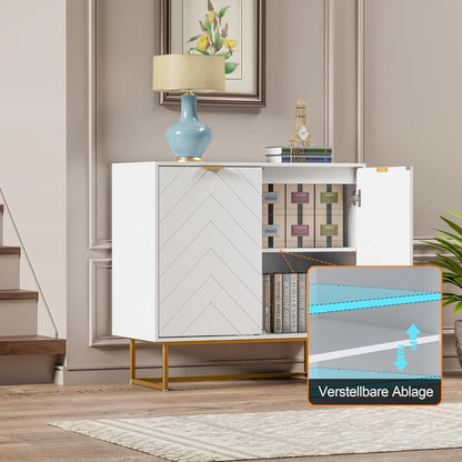 Weißes Sideboard 2er Set – 160x40x77,5cm, vielseitiger Aufbewahrungsschrank