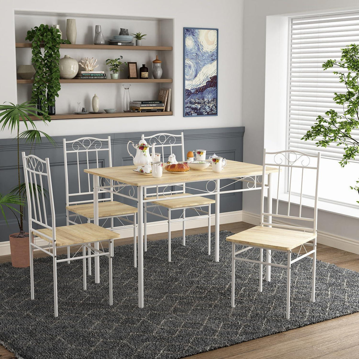 Esszimmer Set 4 Personen | Industrieller Esstisch mit Stühlen