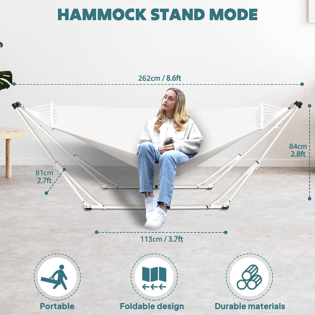 Hängematten & Hängesessel Gestell Set Beige 2-in-1 Tragbar