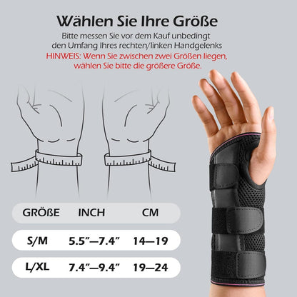 Arzt Genehmigte Handgelenkschiene 3 Schienen S/M Rechts-Rosarot