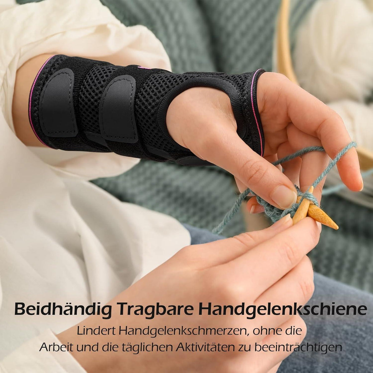 Handgelenkschiene mit 3 Schienen für Karpaltunnelsyndrom S/M Rechts- Rosarot
