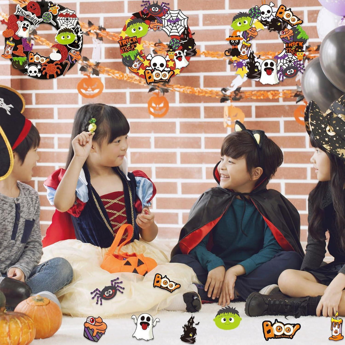 Halloween Kränze Bastelset für Kinder – 8er Set DIY Deko