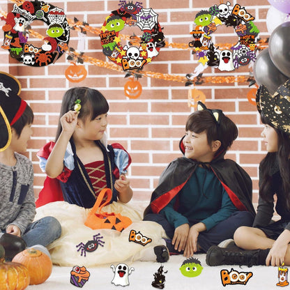 Halloween Kränze Bastelset für Kinder – 8er Set DIY Deko