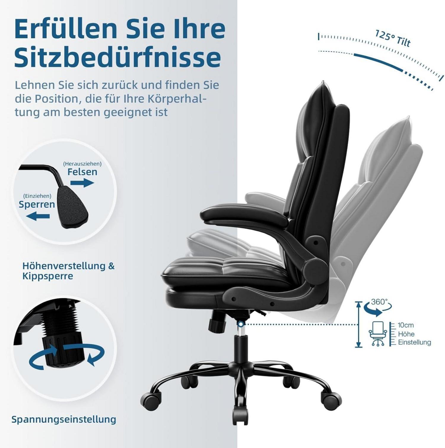 Ergonomischer Chefsessel mit Wippfunktion und höhenverstellbar