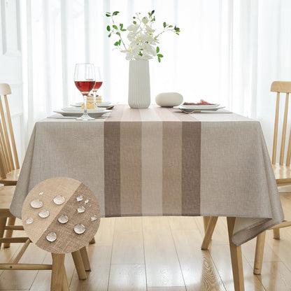 Abwaschbare Tischdecke Rechteckig 100x140 cm – Leinenoptik Weiß/Beige