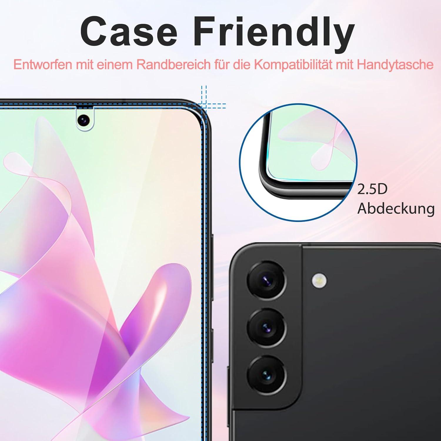 2x Schutzfolie Samsung Galaxy S22 5G Panzerglas 9H Fingerabdruck-ID