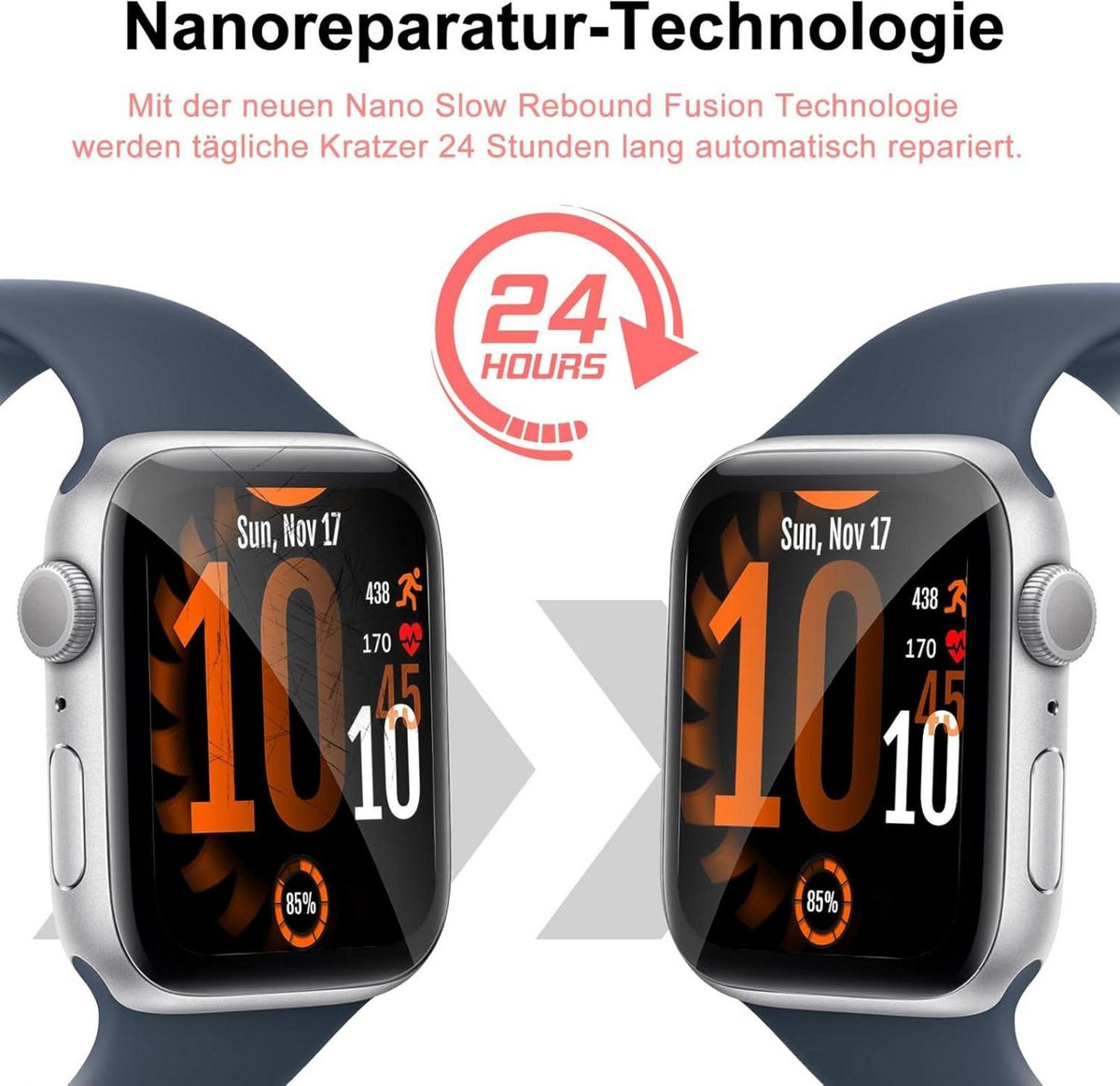 Schutzfolie Panzerglas Apple Watch Series 7/8/9 41mm Displayfolie