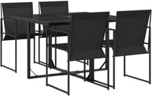Garten Essgruppe 5-TLG. Tisch 4 Stühle Set Schwarz Textilene