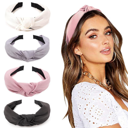 4er Pack breite geknotete Stirnbänder Haarreifen Damen