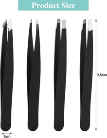 Professionelle Pinzetten Set Edelstahl Schwarz mit Lederetui