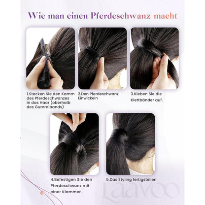 Echthaar Pferdeschwanz Blond Haarverlängerung Zopf 30cm