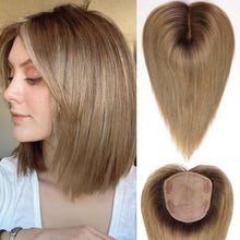 Echthaar Haarteil mit Pony, Ombre Aschblond, 12 Zoll